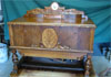 Walnut fancy cedar chest. Natural tones.