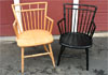 Arm chairs before and after stripping.