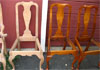 Queen Anne chairs before and after stripping.